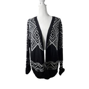 Romeo‎ + Juliet Couture Womens Open Front Cardigan Black White Small